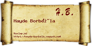 Hayde Borbála névjegykártya